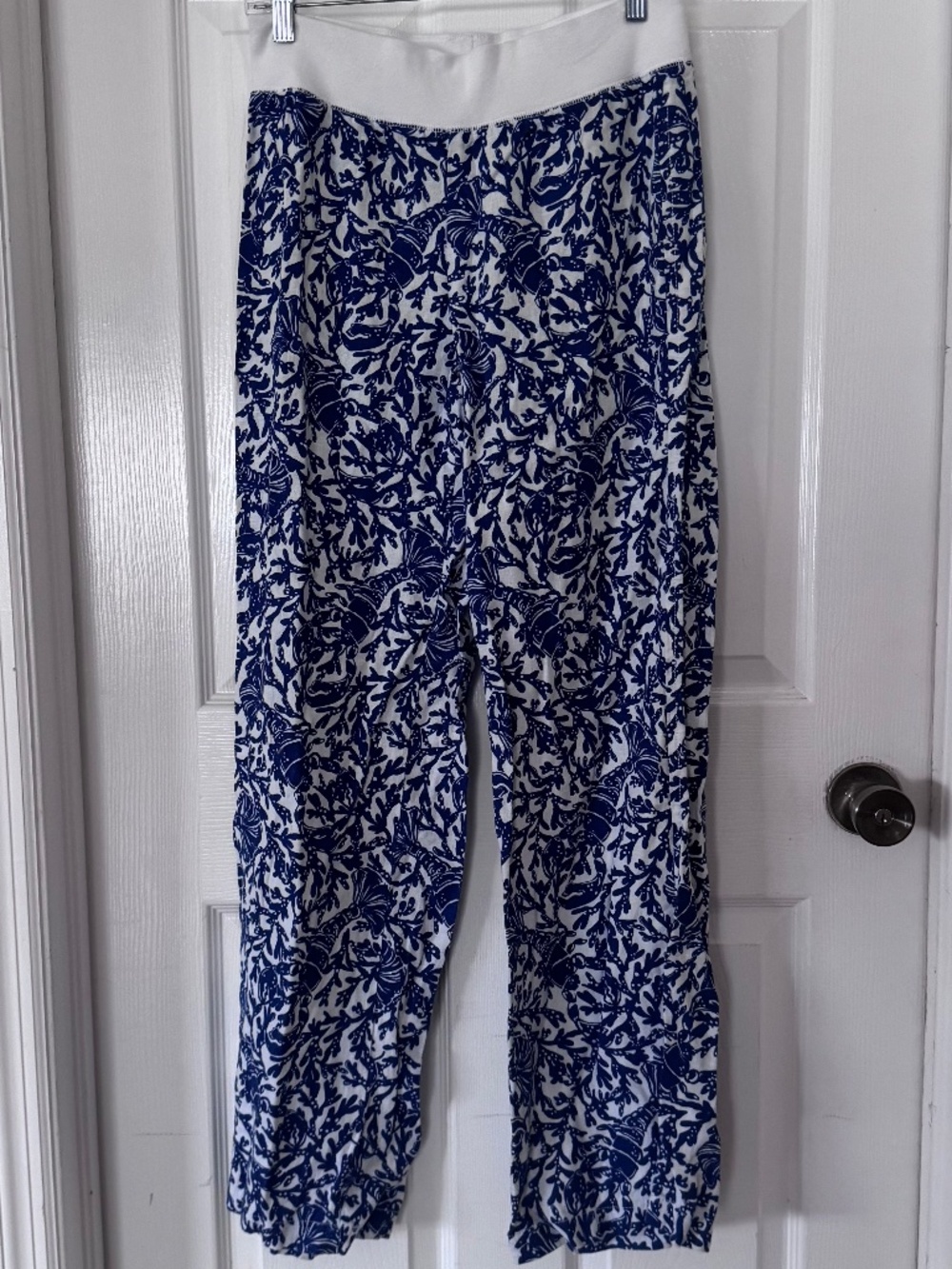 Lilly Pulitzer Beach Linen Palazzo Pants in Blue and White Pattern Size Small - Picture 2 of 9